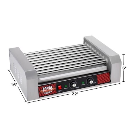 Great Northern Popcorn 24 Hot Dog Roller Machine, 9 Rollers, Sausage Grill, Electric Countertop, Drip Tray, Dual Zones 223242HZJ